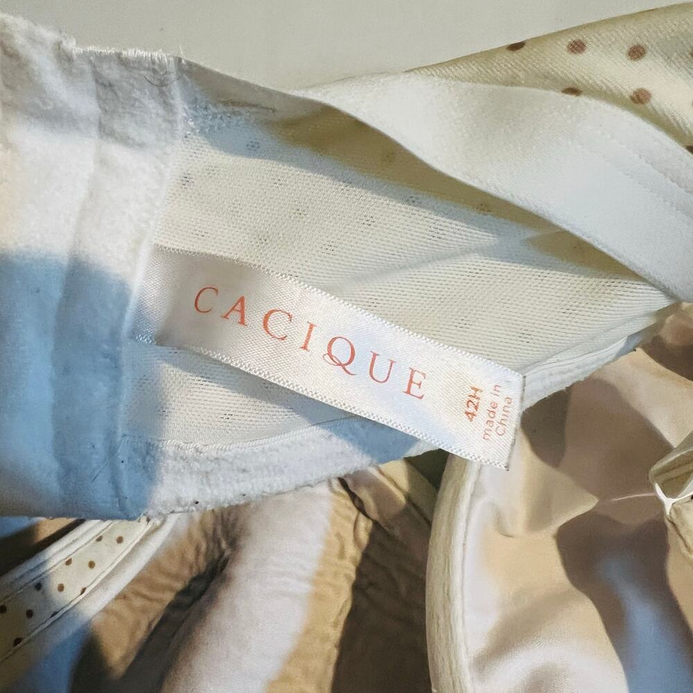 Cacique Polka Dot Demi Bra Size 42H Cream - Picture 4 of 5